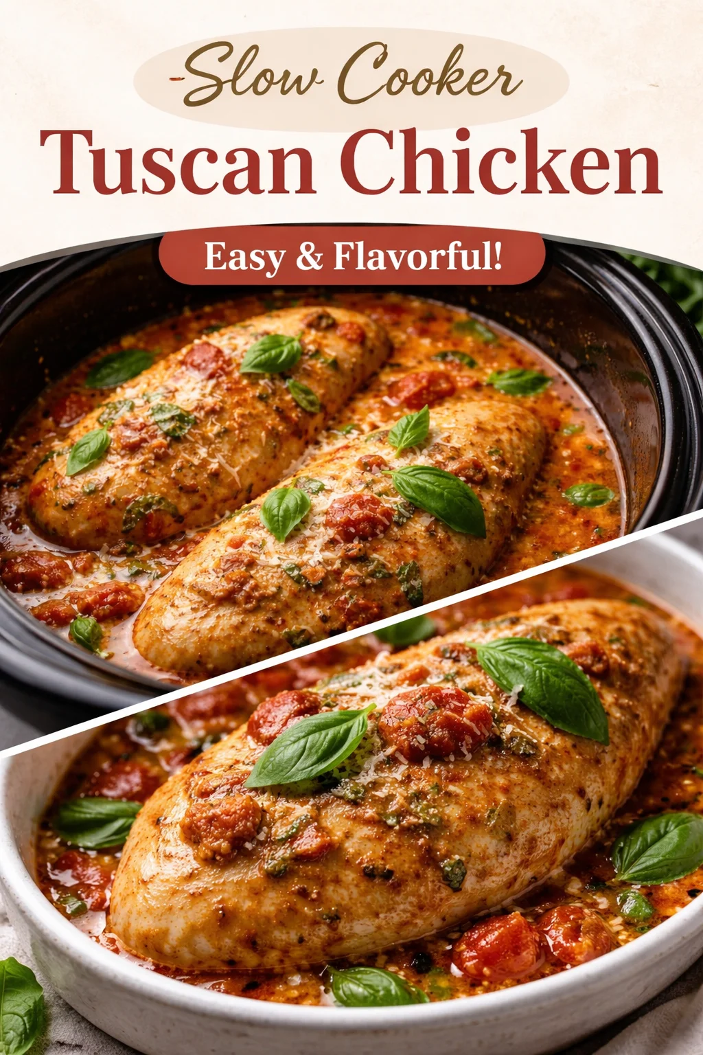 Slow Cooker Creamy Tomato Basil Chicken