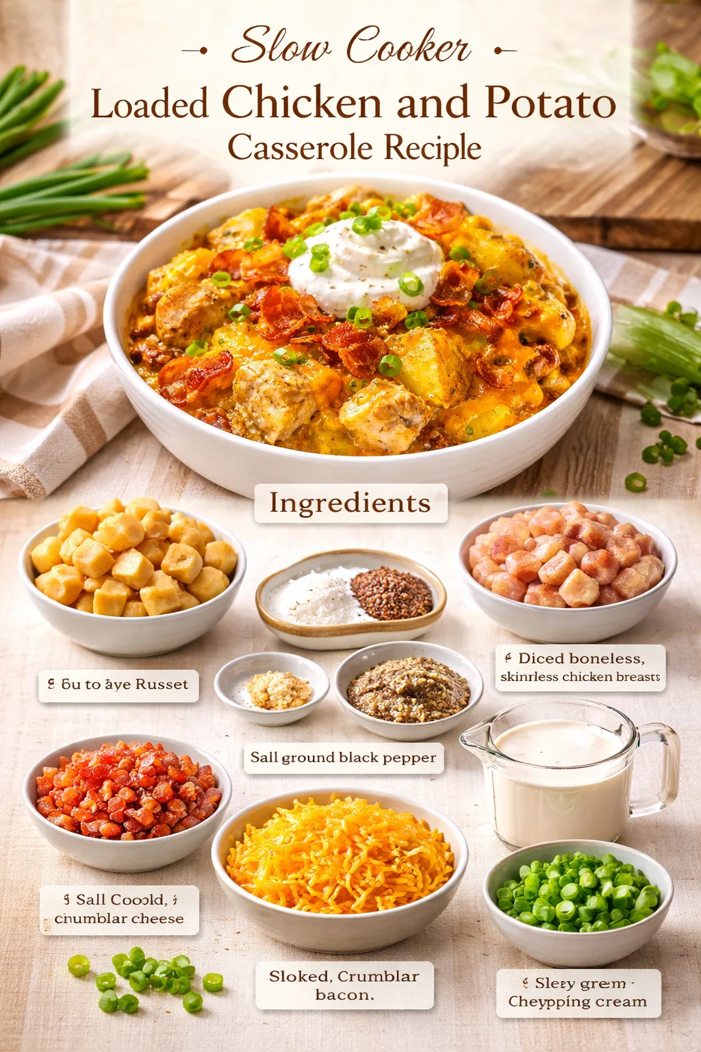 Slow Cooker Loaded Chicken and Potato Casserole