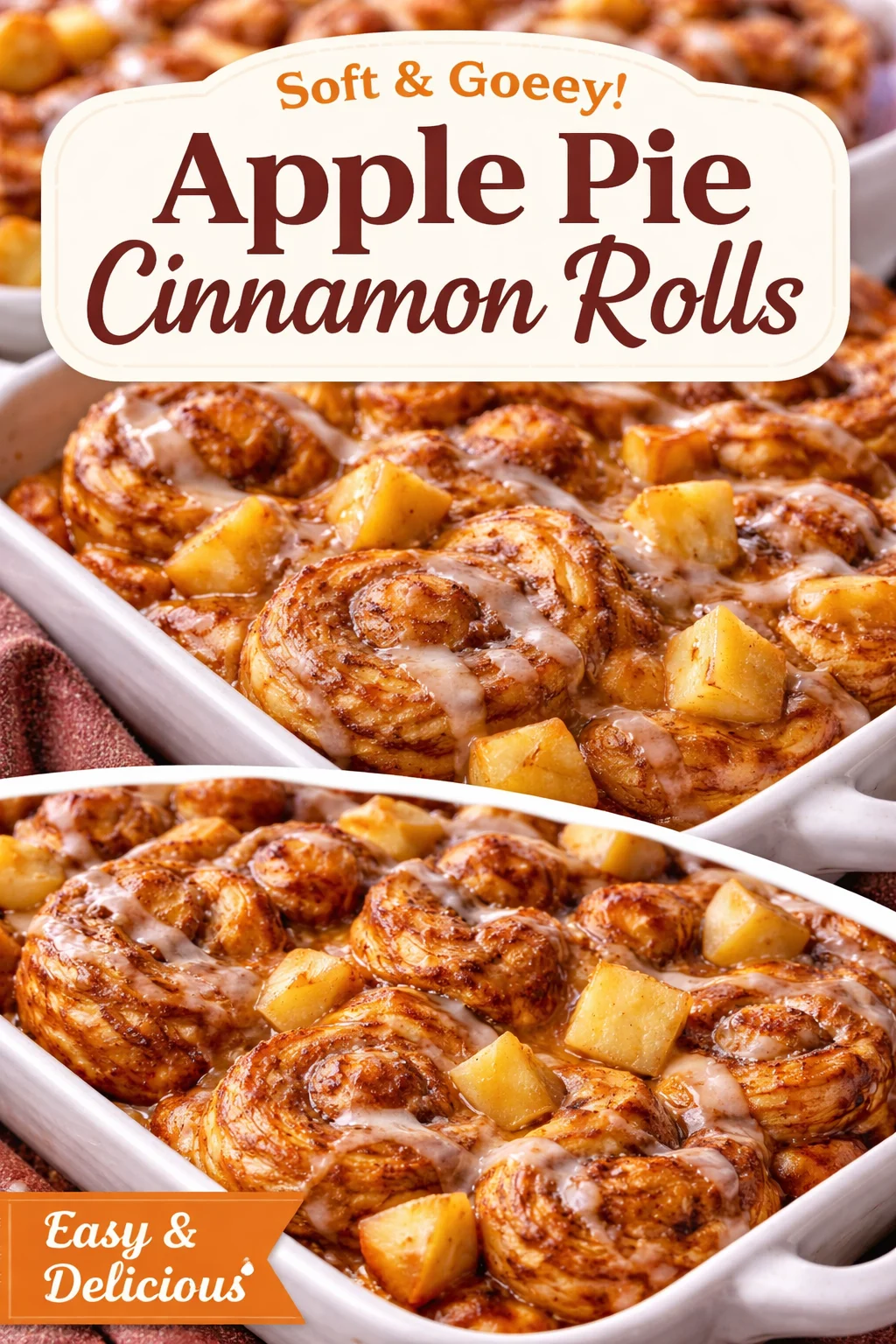 Three Ingredient Caramel Apple Cinnamon Roll Casserole