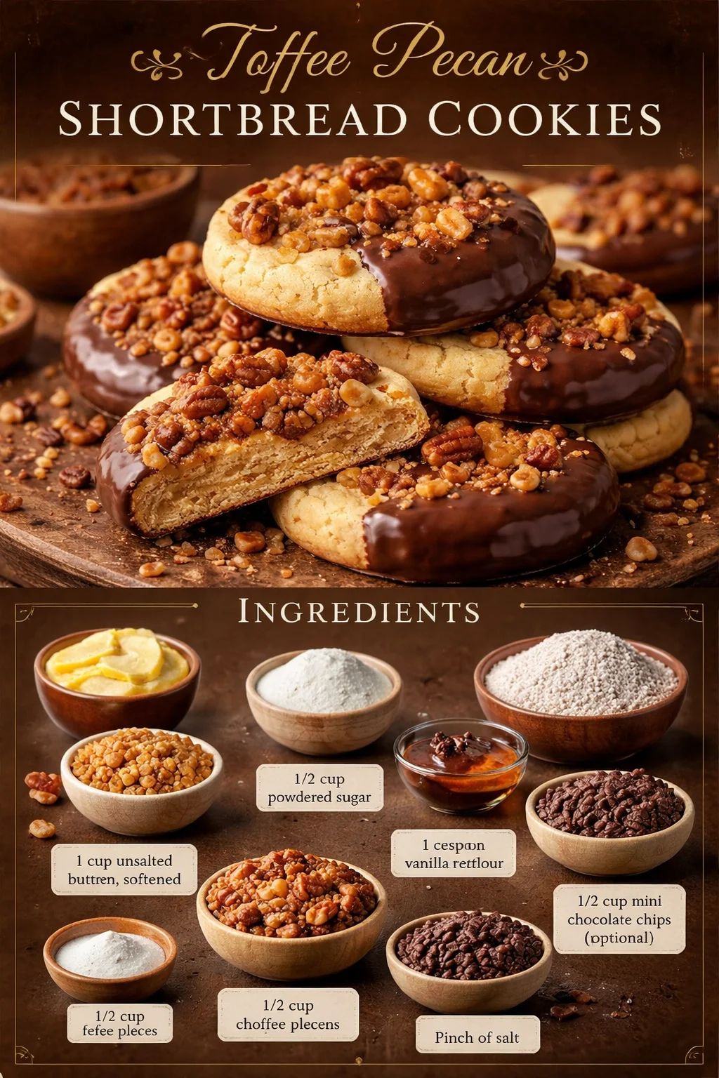 Toffee Pecan Shortbread Cookies