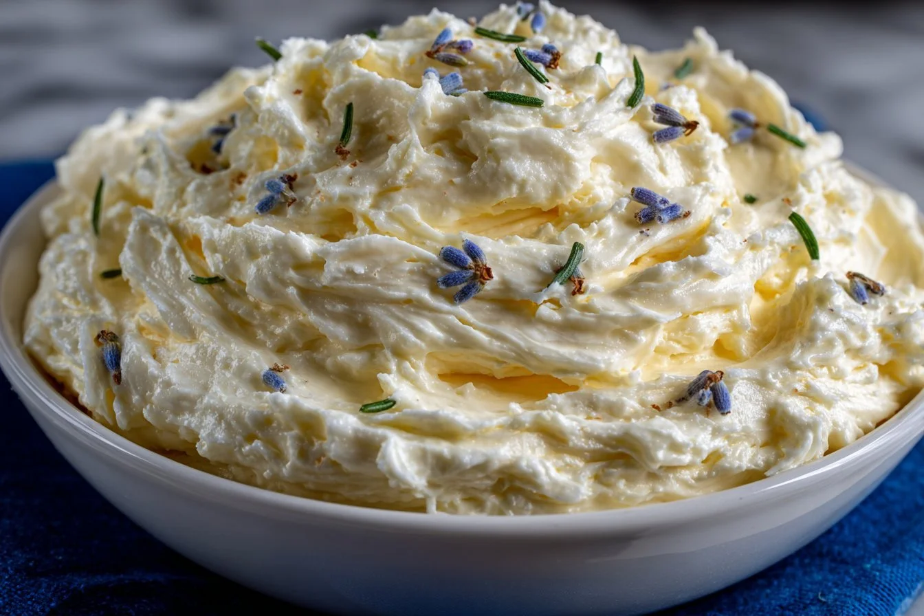 Delicious vegan lavender buttercream frosting spread on cupcakes