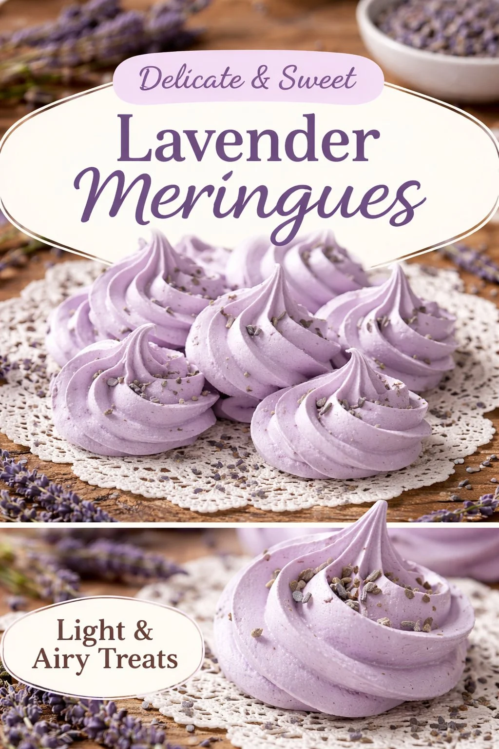 Airy Lavender Meringues