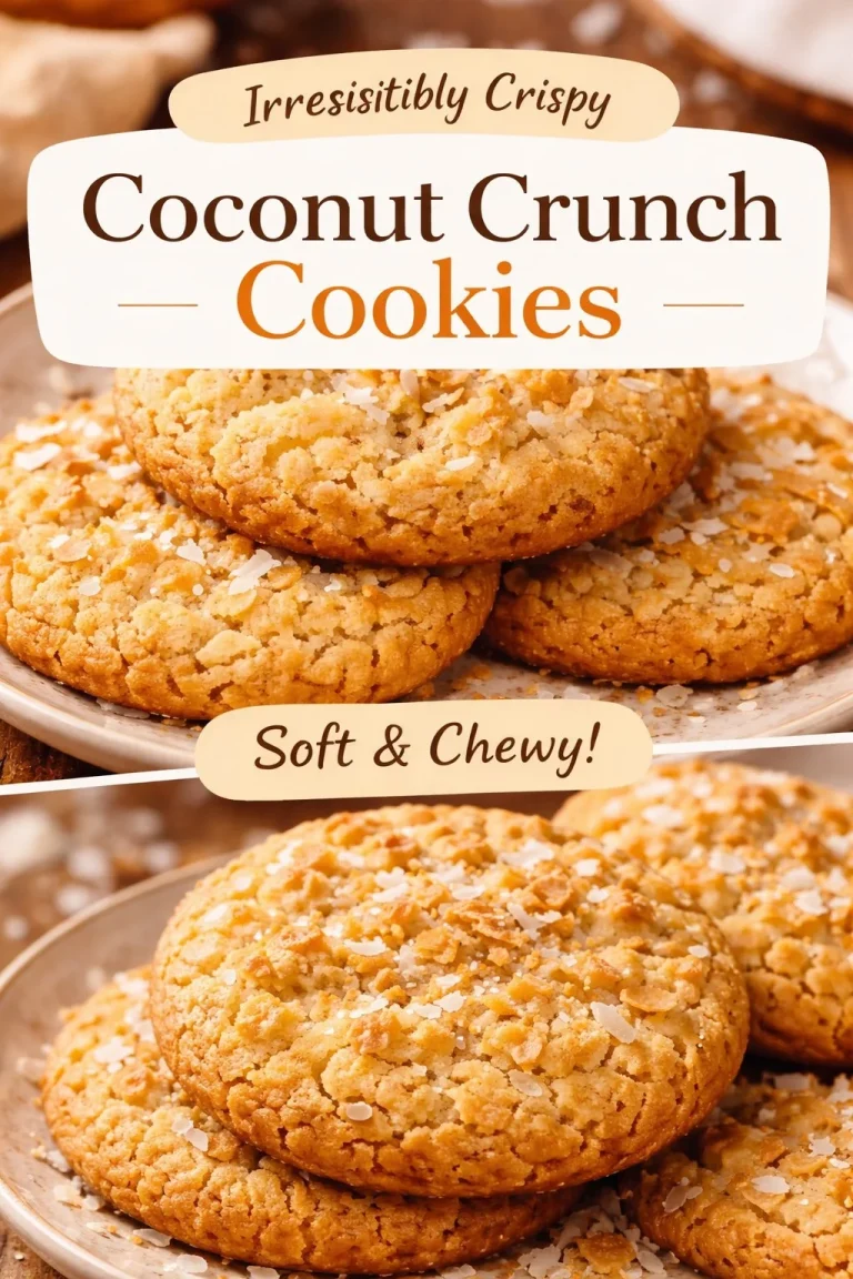 Chewy coconut cookies freshly baked, displaying a golden-brown appearance.