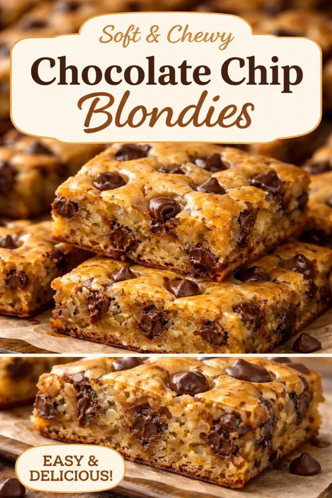 Delicious Chocolate Chip Banana Bars topped with chocolate chips and banana slices