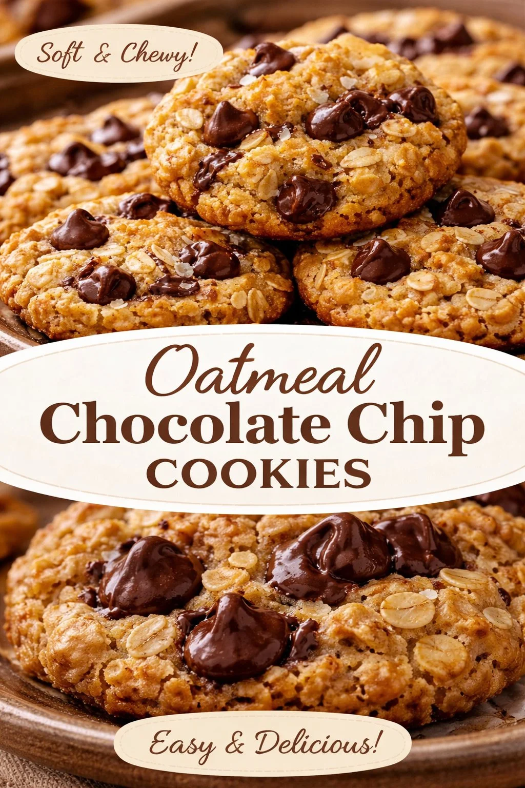Coconut oatmeal chocolate chip cookies on a cooling rack