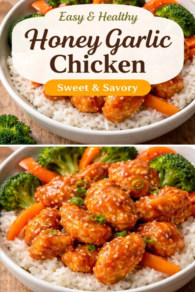 Delicious plate of easy orange chicken recipe with vibrant orange sauce.