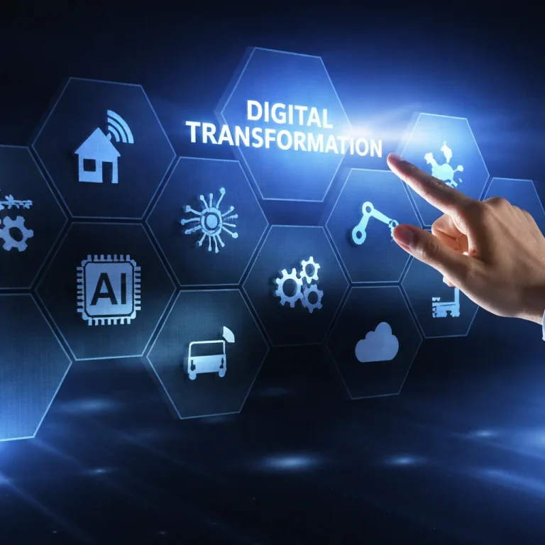 Digital transformation in supply chain optimizing processes and leveraging new technologies.