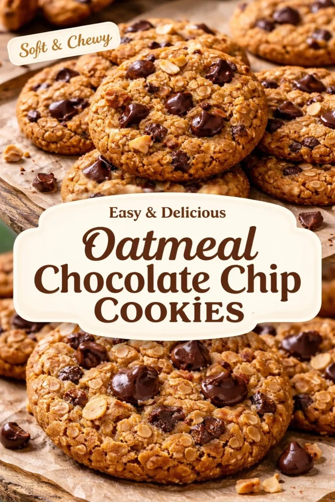 Gluten-free almond flour oatmeal chocolate chip cookies on a plate.