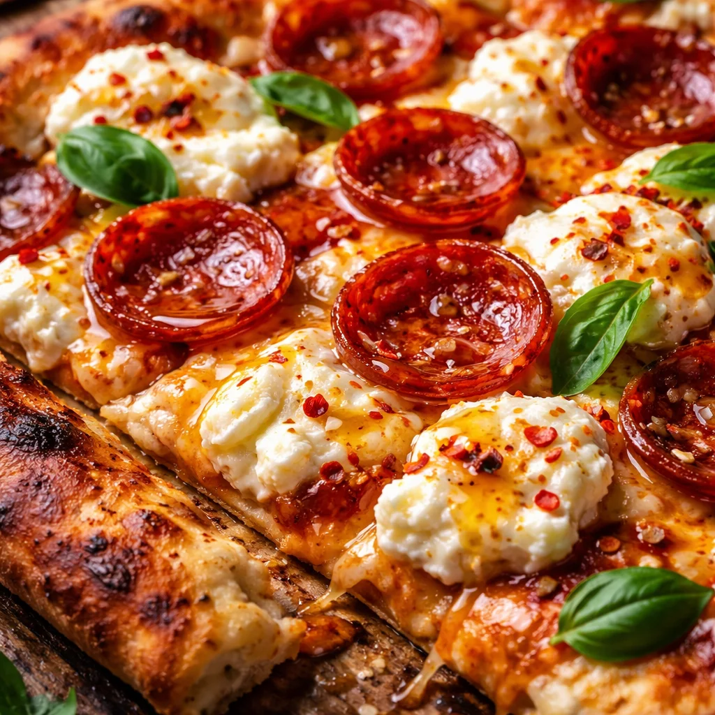 Hot Honey Pepperoni Ricotta Pizza