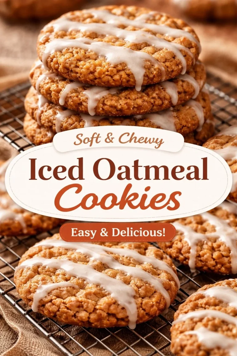 Delicious iced oatmeal cookies topped with creamy frosting on a plate