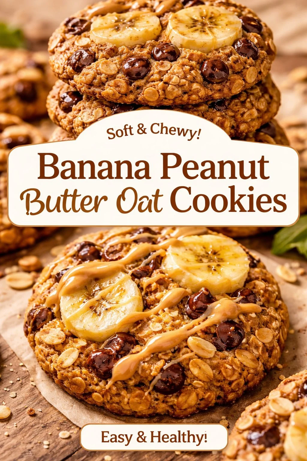 Peanut Butter Banana Oatmeal Breakfast Cookies