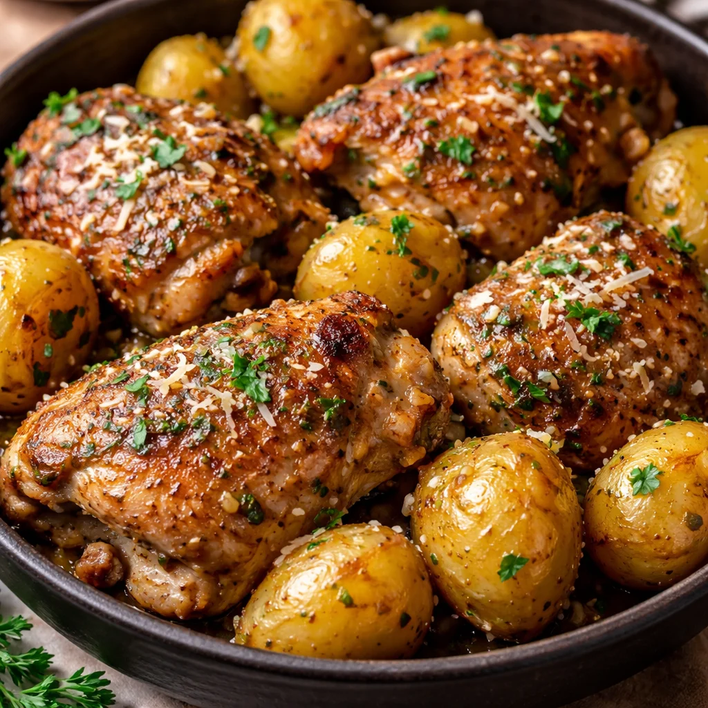 Slow Cooker Parmesan Garlic Chicken and Potatoes
