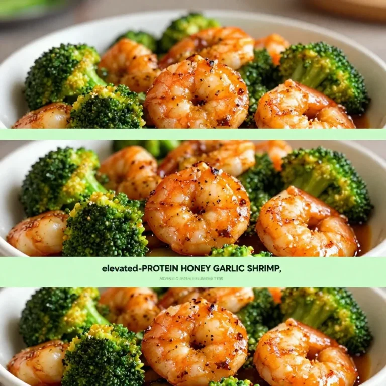 Delicious high-protein honey garlic shrimp served with vegetables