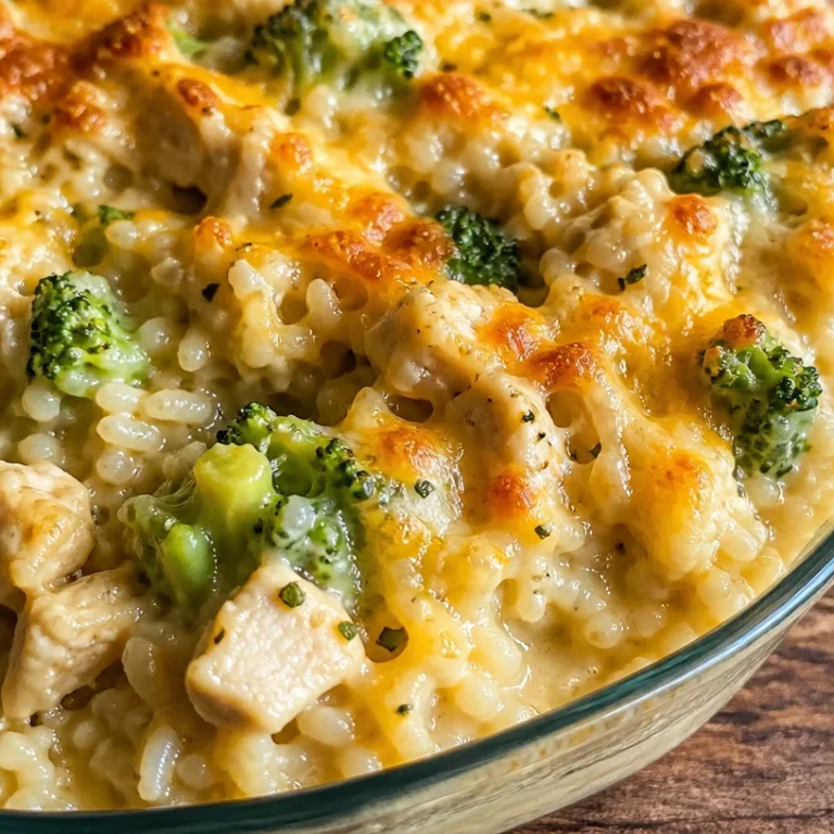 Delicious Cheesy Chicken and Rice Casserole served in a baking dish
