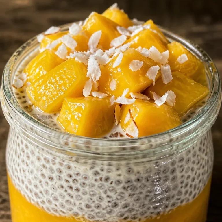 Coconut milk chia seed pudding topped with fresh fruit and nuts