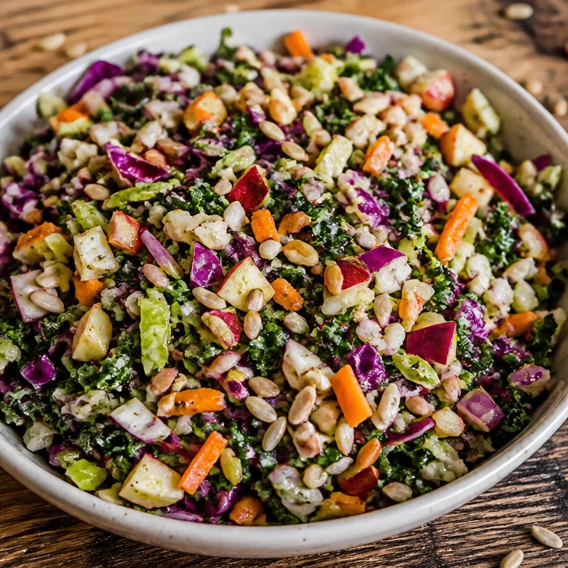 Bowl of colorful Detox Salad with fresh veggies and herbs for a healthy meal