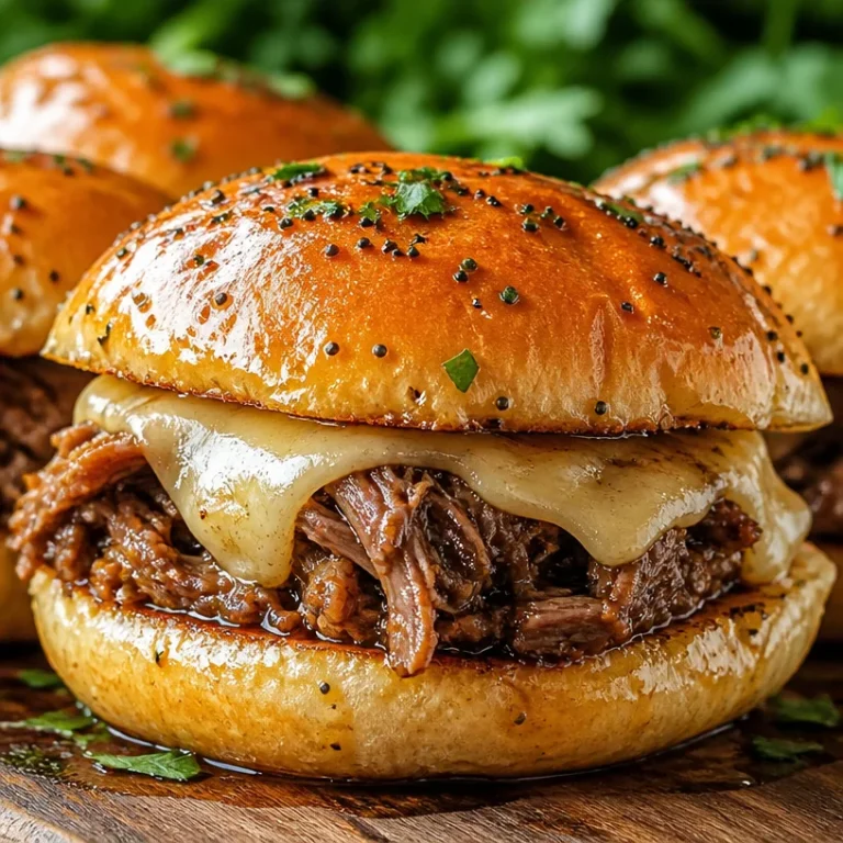 Delicious French Dip Sliders served with dipping sauce