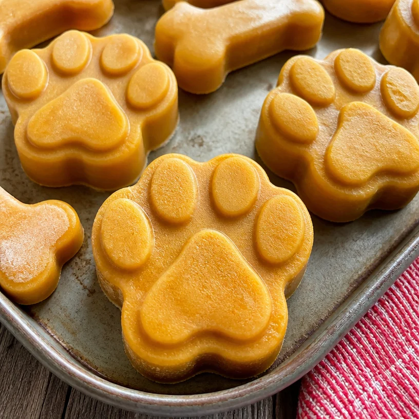 Frozen pumpkin peanut butter dog treats for healthy pups