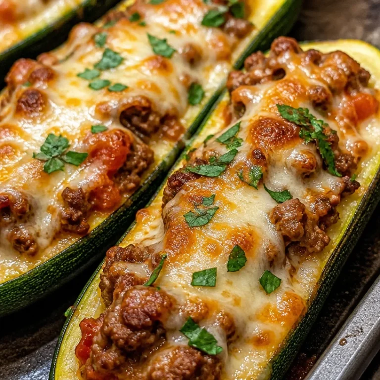 Ground beef stuffed zucchini boats fresh out of the oven