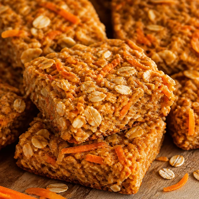 Healthy homemade carrot oat bars made with natural ingredients.