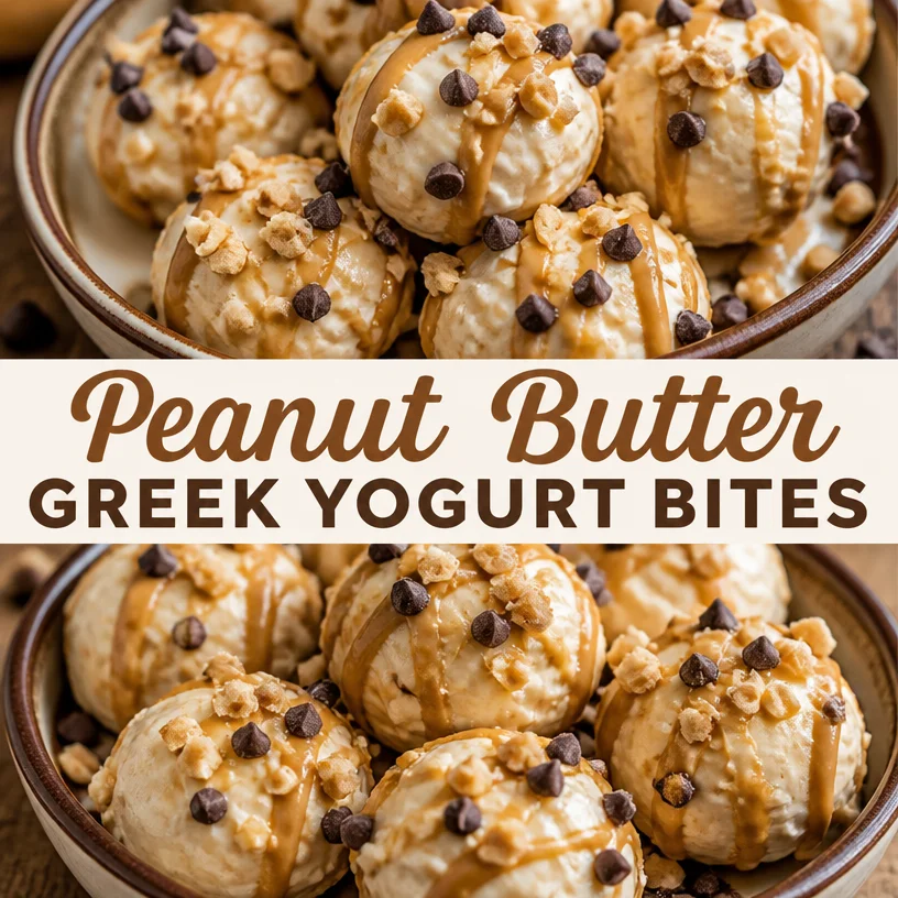 Delicious Peanut Butter Greek Yogurt Bites served in a bowl, healthy snack
