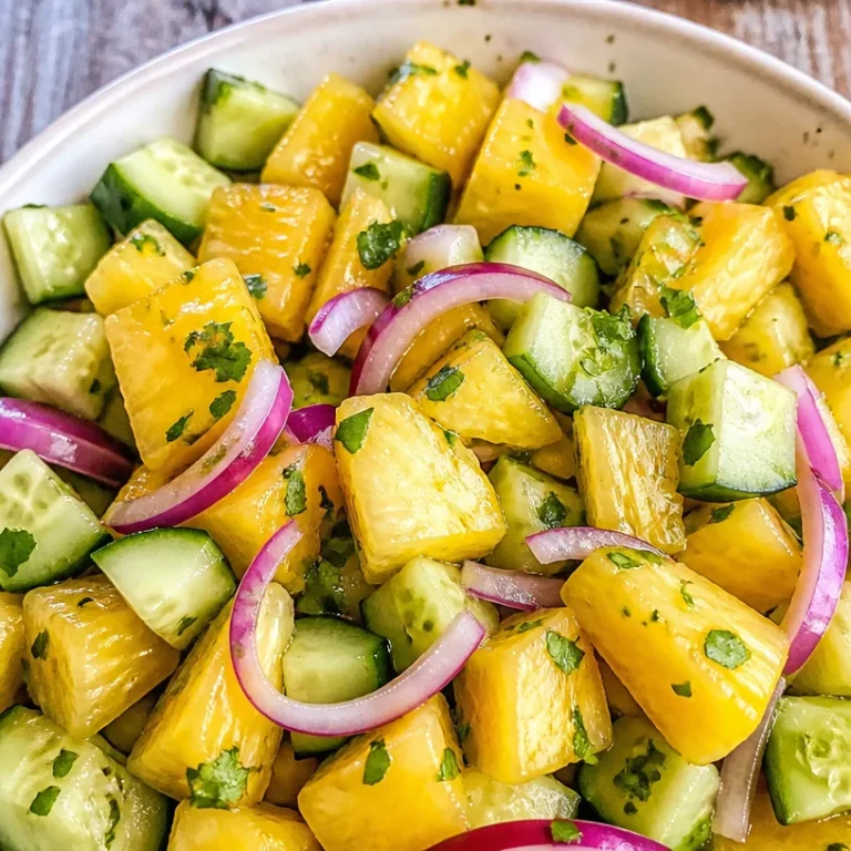 Pineapple Cucumber Salad with fresh ingredients in a bowl