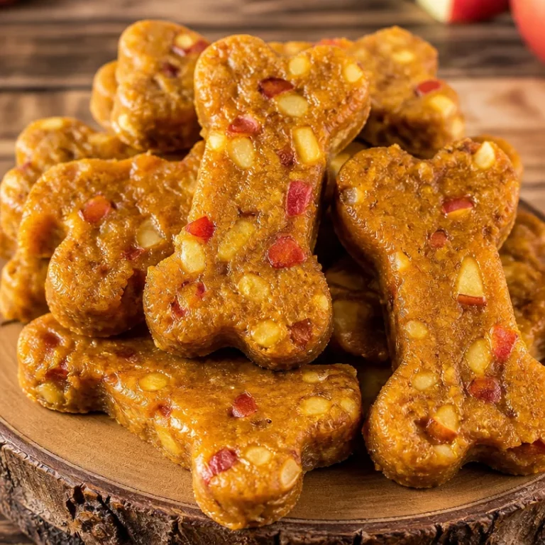 Homemade Pumpkin Apple Chews for pets, featuring natural ingredients and delicious flavor.