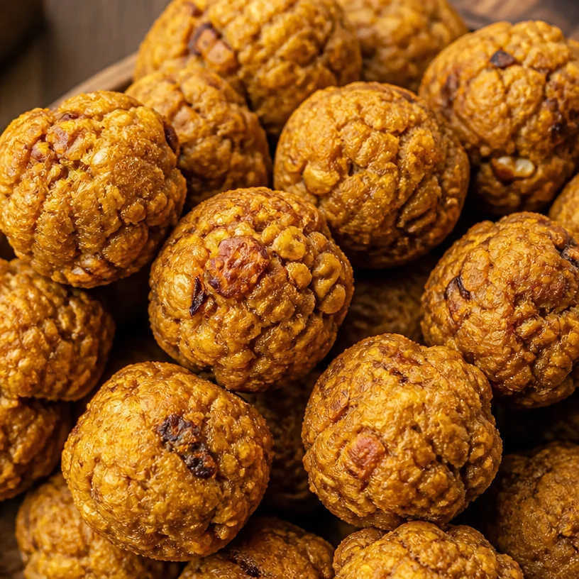 Homemade pumpkin dog treats balls for a healthy and tasty snack for dogs.