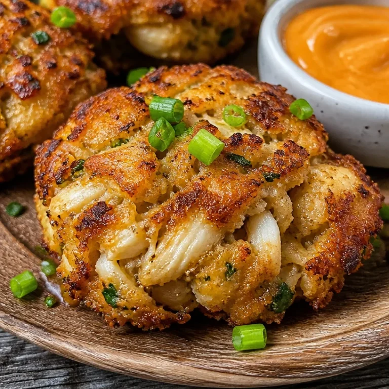Delicious air fryer crab cakes served with dipping sauce on a plate.