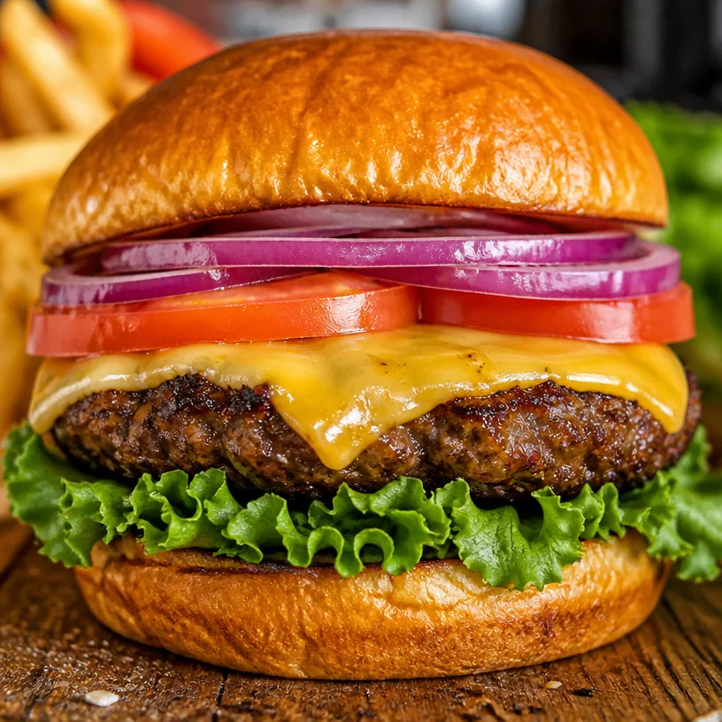 Air fryer cooking frozen hamburgers for a delicious meal