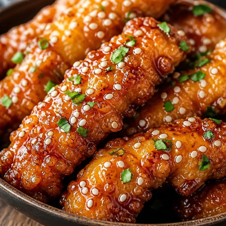 Crispy honey garlic chicken tenders cooked in an air fryer