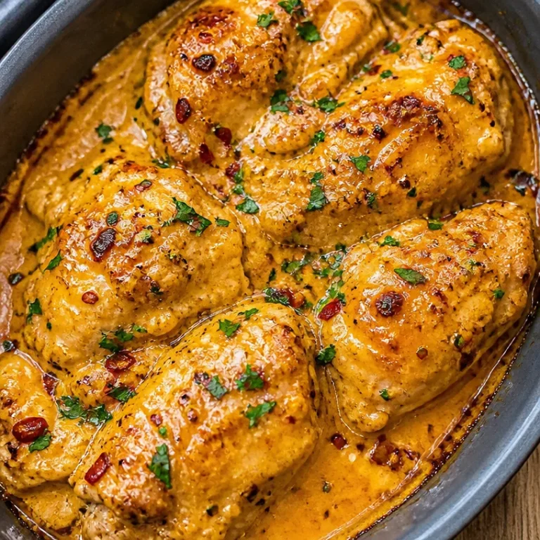 Delicious Bang Bang Chicken Bake topped with sauce and garnished.