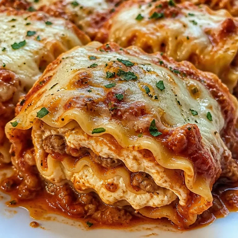 Delicious homemade lasagna rolls topped with cheese and marinara sauce