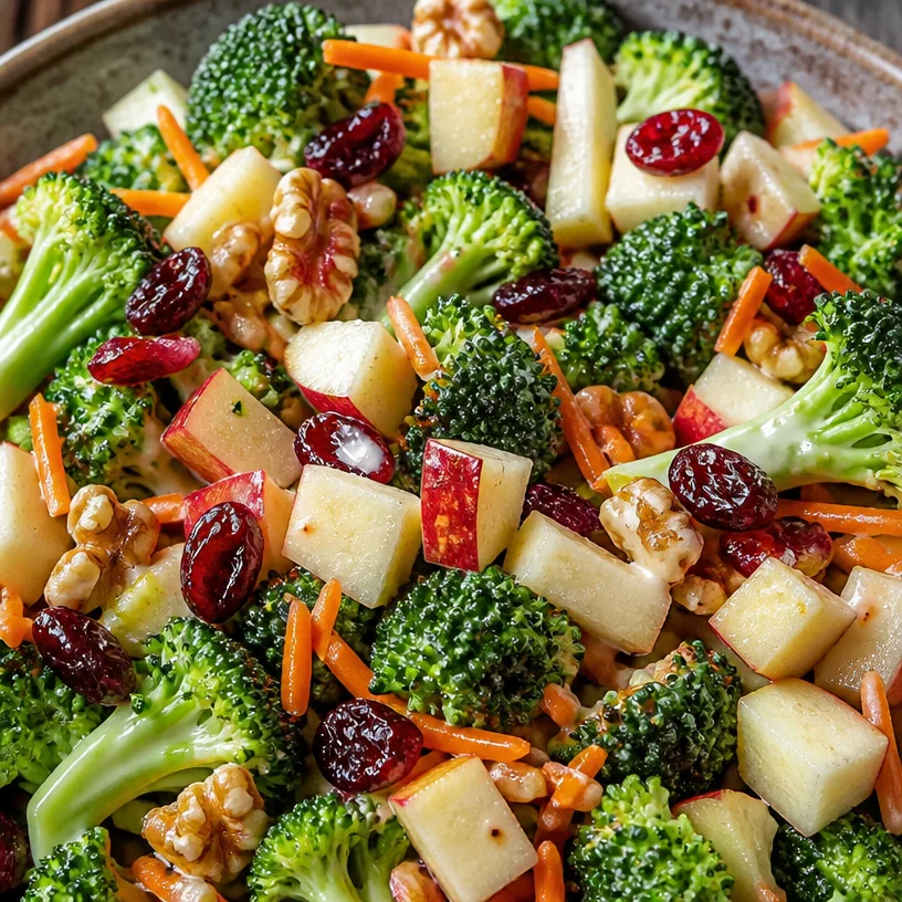 Healthy Broccoli Apple Salad with fresh ingredients and a tangy dressing