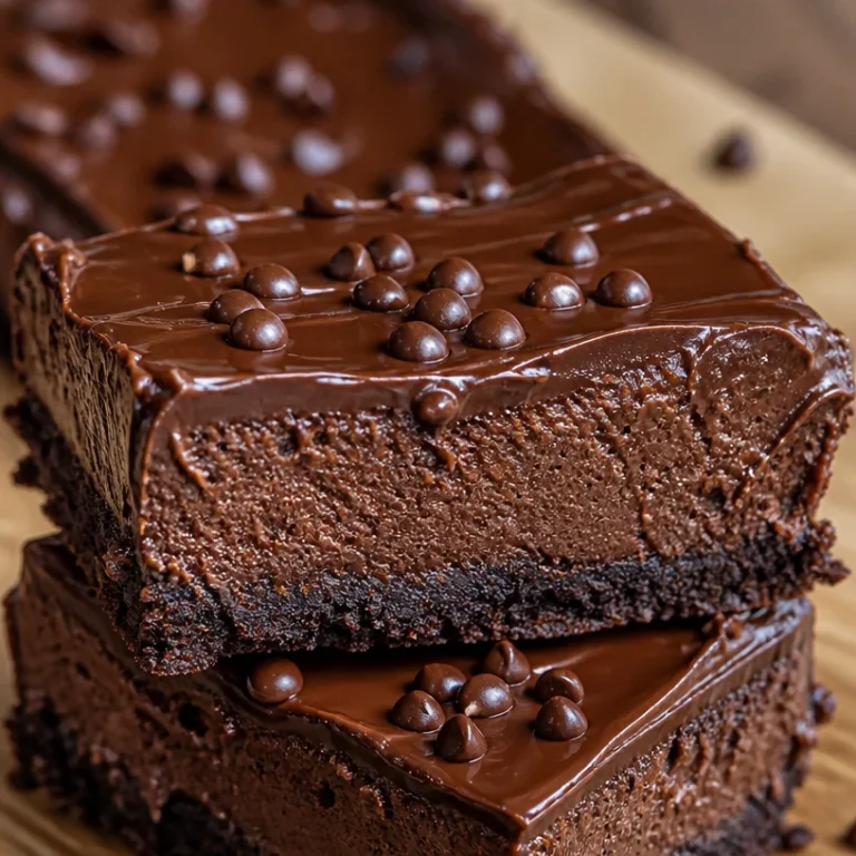 Delicious Chocolate Cheesecake Bars topped with chocolate drizzle