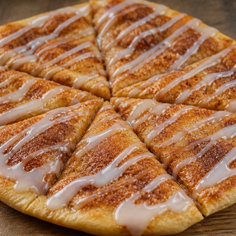 Delicious Cinnamon Pizza topped with cinnamon and sugar