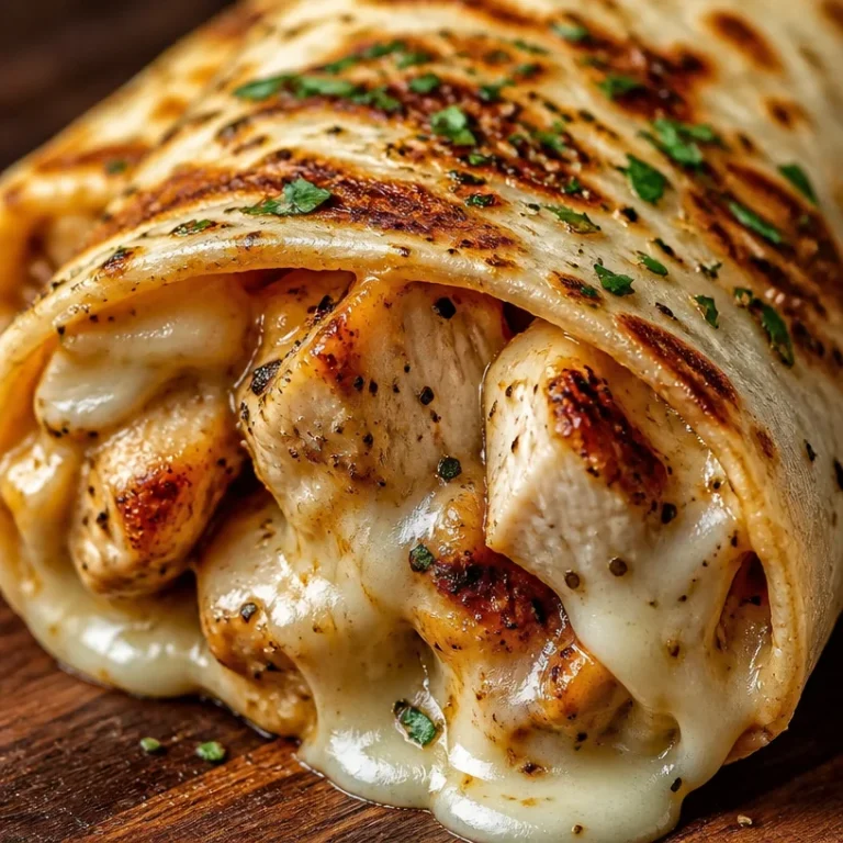 Cozy cheesy garlic chicken wraps served with fresh herbs