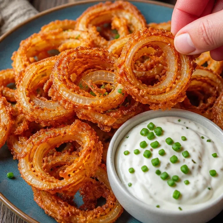 Crispy onion ring chips in a bowl, perfect for snacking