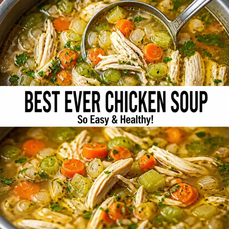 Bowl of easy and healthy homemade chicken soup with fresh vegetables