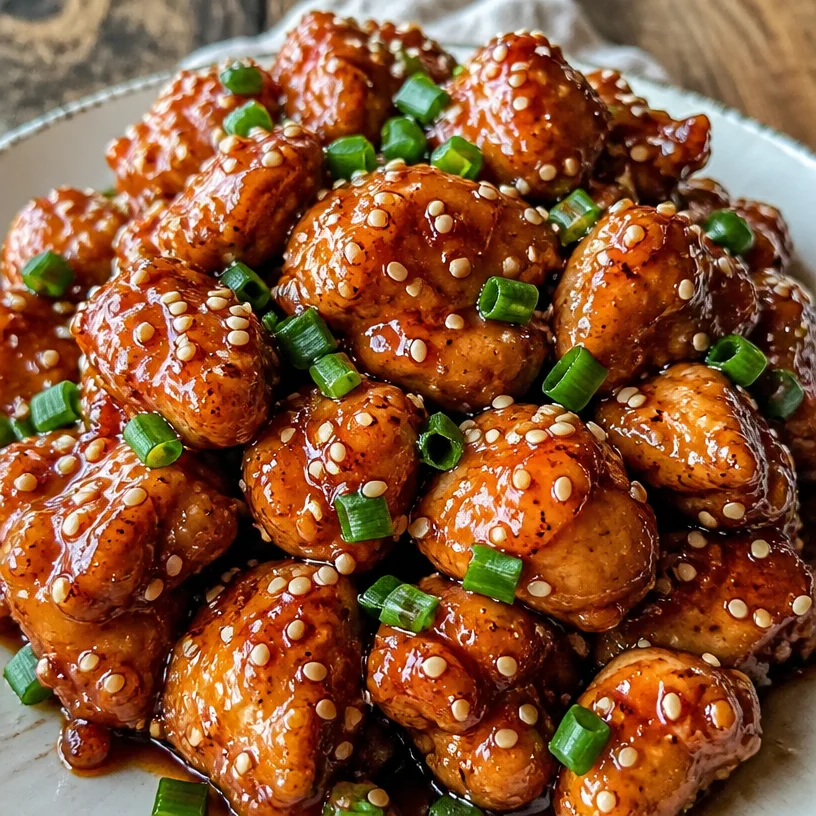 Delicious easy honey garlic chicken served with vegetables