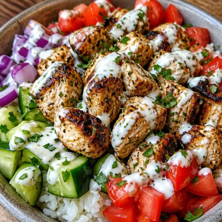 Delicious Mediterranean Chicken Gyro Bowl with fresh ingredients