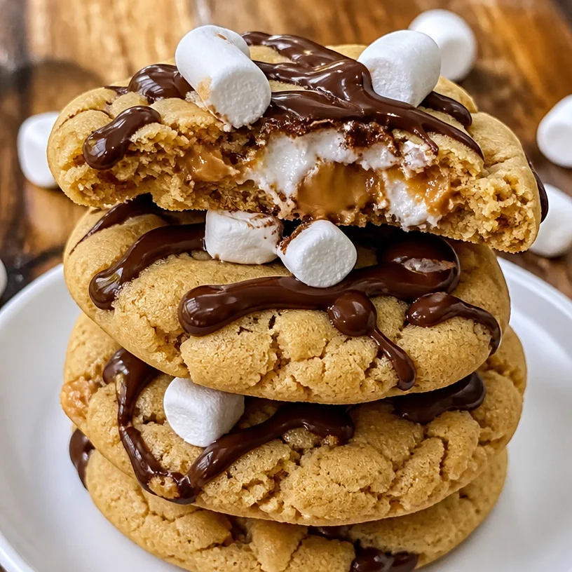 Homemade Fluffernutter Cookies with peanut butter and marshmallow filling