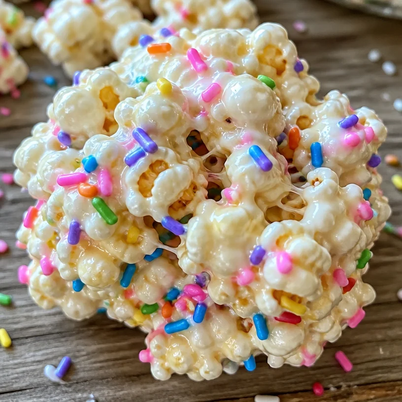 Delicious Funfetti Marshmallow Popcorn Treats in a colorful bowl