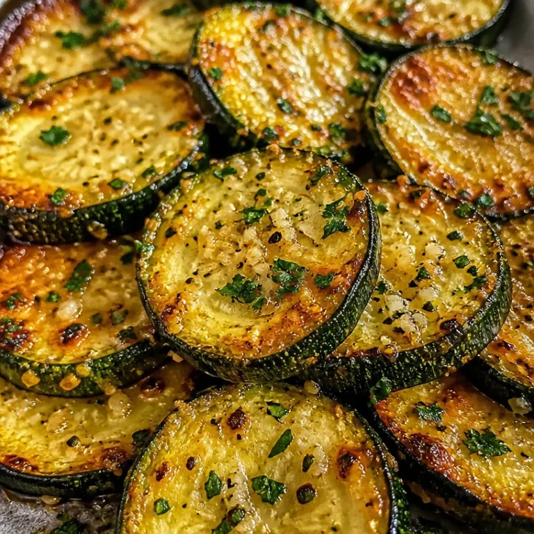 Delicious Garlic Parmesan Roasted Zucchini on a serving plate