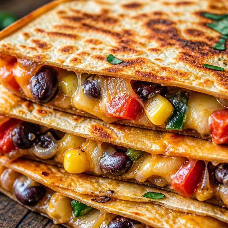 Healthy vegetable quesadillas filled with colorful veggies and cheese