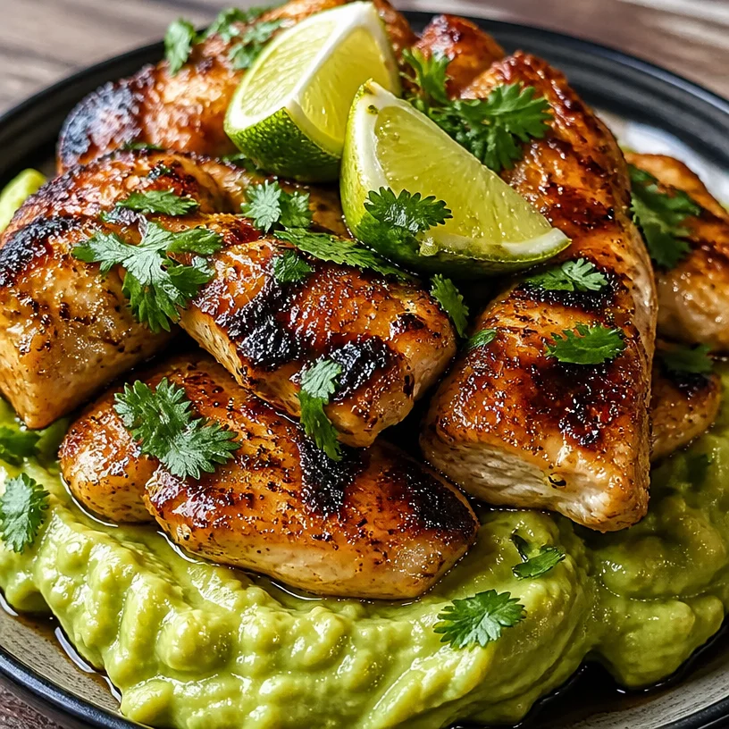 Honey Lime Chicken served with fresh avocado slices