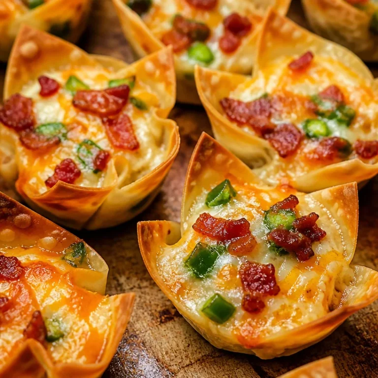 Jalapeño popper wonton cups filled with creamy cheese and topped with jalapeños