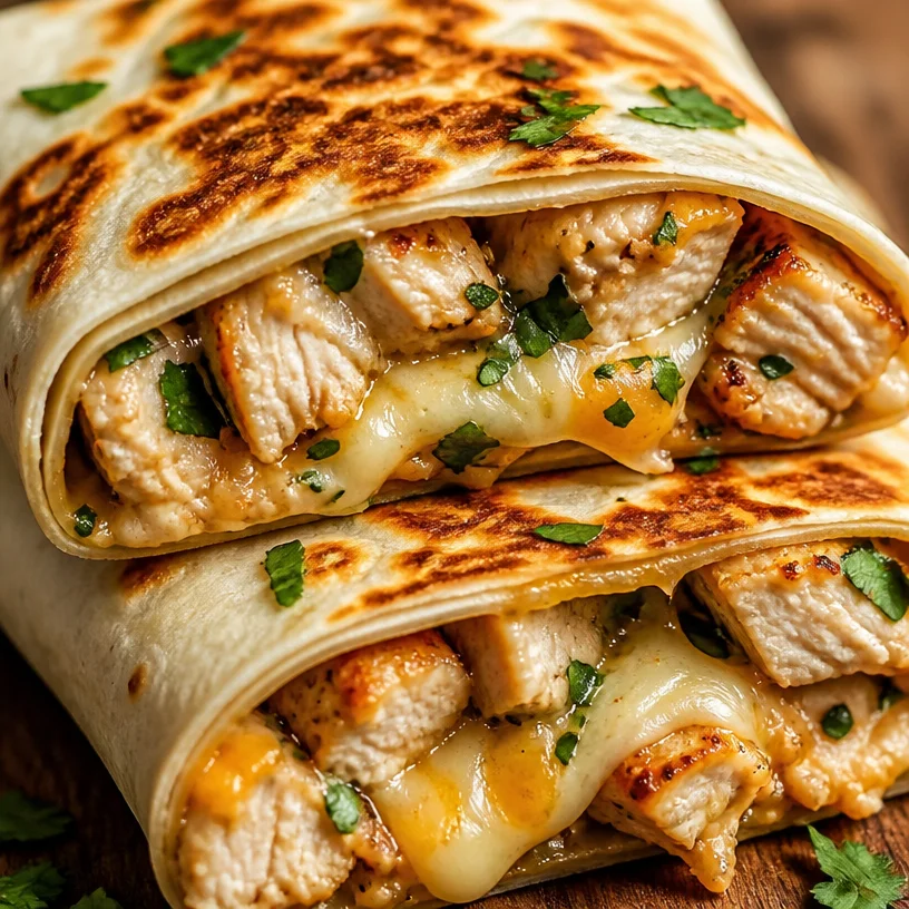 Low carb cheesy garlic chicken wraps served on a plate with fresh herbs