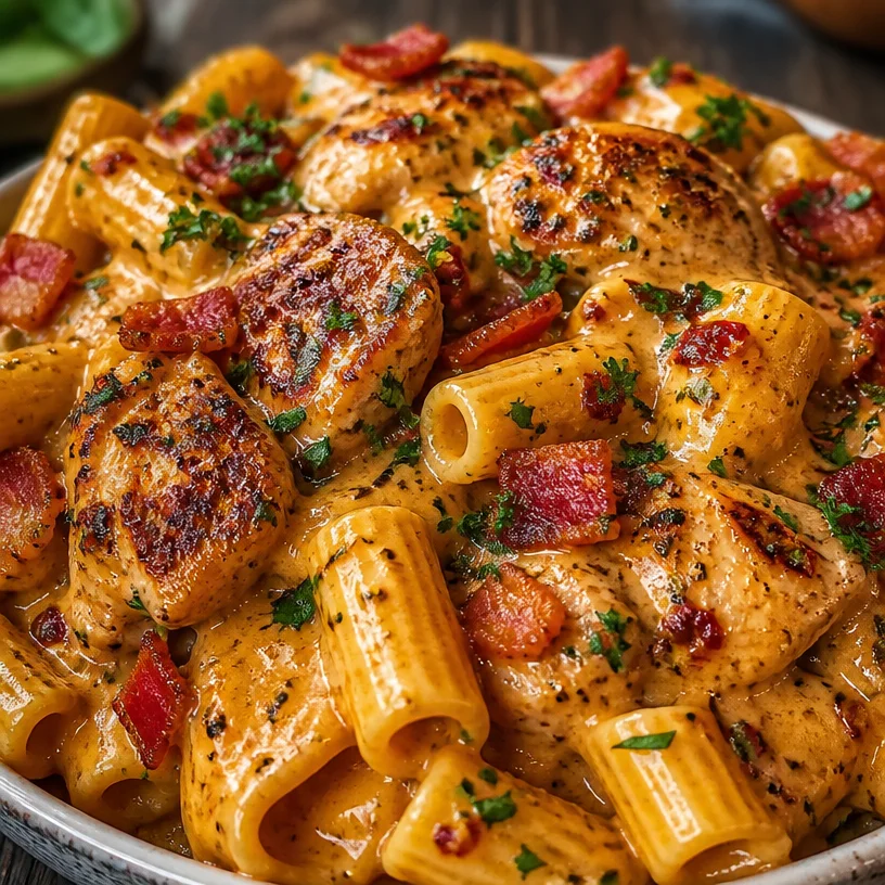 Delicious Marry Me Chicken Pasta served in a bowl with herbs and parmesan cheese