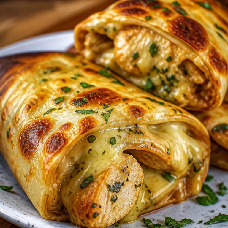 Delicious cheesy garlic chicken wraps filled with melted cheese and savory garlic